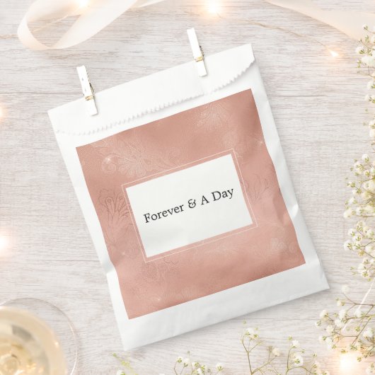 ピンクのローズグラムレ結婚ース フェイバーバッグ (クリップ留めされた状態)