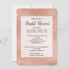 ピンクのローズグラムレ結婚ース 招待状