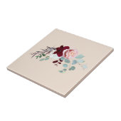 ピンクのローズグリーンリーウォーターのカラーフローラ タイル (側面)