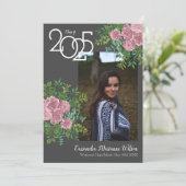 ピンクのローズグレー写真卒業発表 招待状 (スタンド正面)