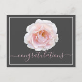 ピンクのローズグレー背景おめでとう ポストカード (正面)