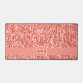 ピンクのローズコーラルシャイニーグリッタースパークルズモノグラム デスクマット (正面)