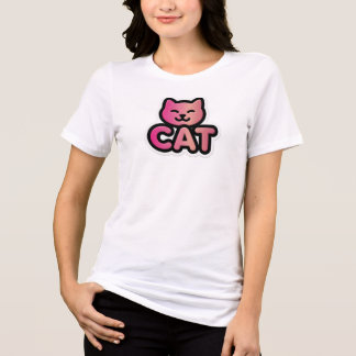 ピンクのローズゴールドのネコ トライブレンドTシャツ