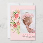 ピンクのローズスイカ |モダンエレガントフローラ誕生 案内状 (正面)