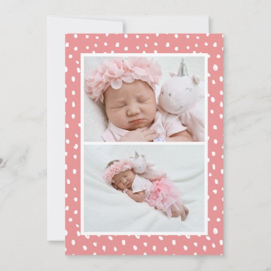 ピンクのローズスイカ |モダンエレガントフローラ誕生 案内状 (裏面)