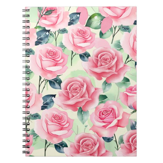 ピンクのローズスパイラルフォトノートブック ノートブック (正面)