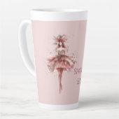 ピンクのローズドレスのスパークルガール金ゴールド カフェラテマグ (左アングル)