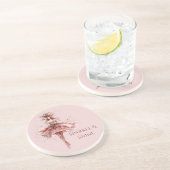 ピンクのローズドレスのスパークルガール金ゴールド コースター (側面)