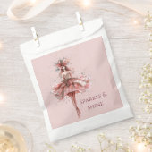 ピンクのローズドレスのスパークルガール金ゴールド フェイバーバッグ (クリップ留めされた状態)