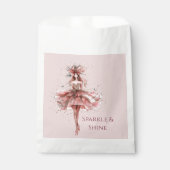 ピンクのローズドレスのスパークルガール金ゴールド フェイバーバッグ (正面)