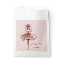 ピンクのローズドレスのスパークルガール金ゴールド