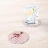 ピンクのローズドレスのスパークルガール金ゴールド ペーパーコースター (インサイチュ)