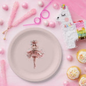 ピンクのローズドレスのスパークルガール金ゴールド ペーパープレート (パーティー)