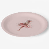 ピンクのローズドレスのスパークルガール金ゴールド ペーパープレート (アングル)