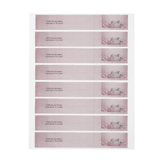 ピンクのローズハミングバ結婚ードズラップのまわりに ラップアラウンドラベル (シート)