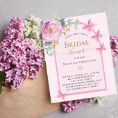 ピンクのローズバタフライアーチブライダルシャワー招待