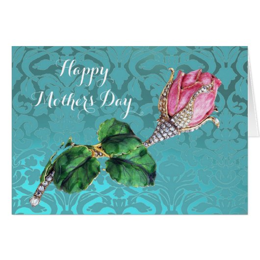 ピンクのローズバッドとダイヤモンドブルーダマスク母の日 (正面横)