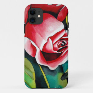 ピンクのローズバッドの水彩画アート 花 iPhone 11 ケース