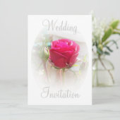 ピンクのローズバッド ウェディング招待状 招待状 (スタンド正面)