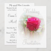 ピンクのローズバッド ウェディング招待状 招待状 (正面/裏面)