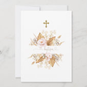 ピンクのローズパンパスグラスパーム書道バプテスマ 招待状 (裏面)