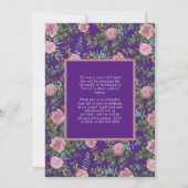 ピンクのローズパープル写真卒業発表 招待状 (裏面)