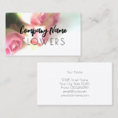 ピンクのローズフォト付きフラワー名刺テンプレート 名刺 (正面/裏面)