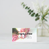 ピンクのローズフォト付きフラワー名刺テンプレート 名刺 (スタンド正面)