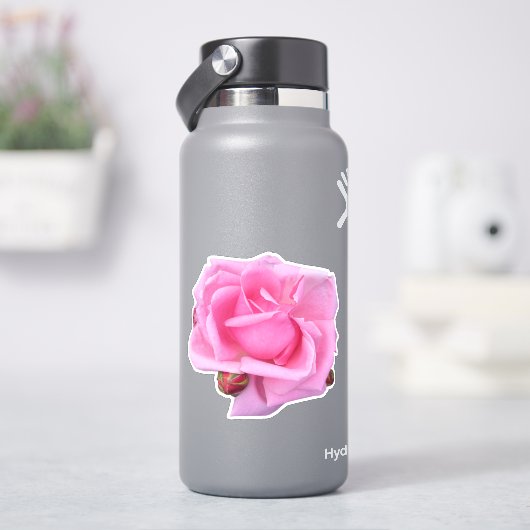 ピンクのローズフォト シール (HydroFlask)
