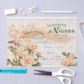 ピンクのローズフランスのスクリプトヴィンテージ請求書の切り離し 薄葉紙 (クラフト)