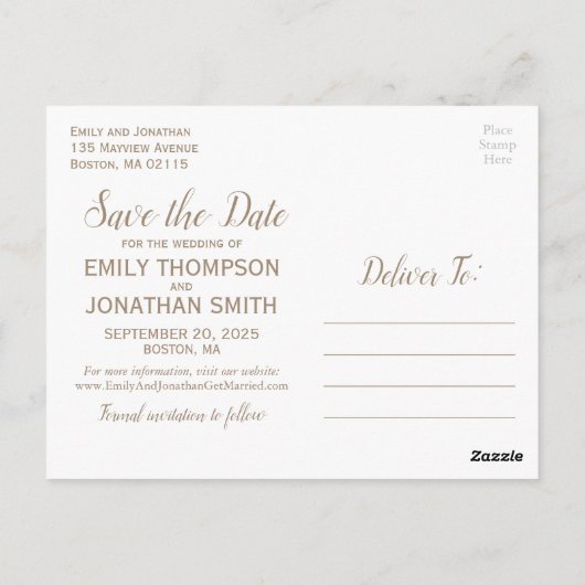 ピンクのローズフローラ写真Save the Date Postcards ポストカード (裏面)