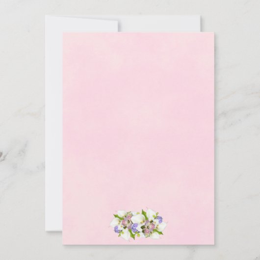 ピンクのローズブズ&キャラリリー金ゴールドとピンク結婚ズ 招待状 (裏面)