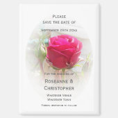 ピンクのローズブドウェディング日付を保存 マグネット (正面)