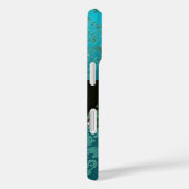 ピンクのローズブドジュエル、ブルーティール(緑がかった色)ダマスクジェムモノグラム Case-Mate iPhoneケース (裏面 / 右)