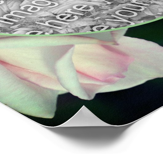 ピンクのローズブドフラワーフレーム自分の写真を作成 ポスター (角)