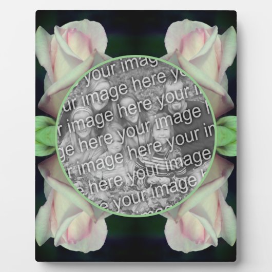 ピンクのローズブドフラワー自分の写真を追加 フォトプラーク (正面)