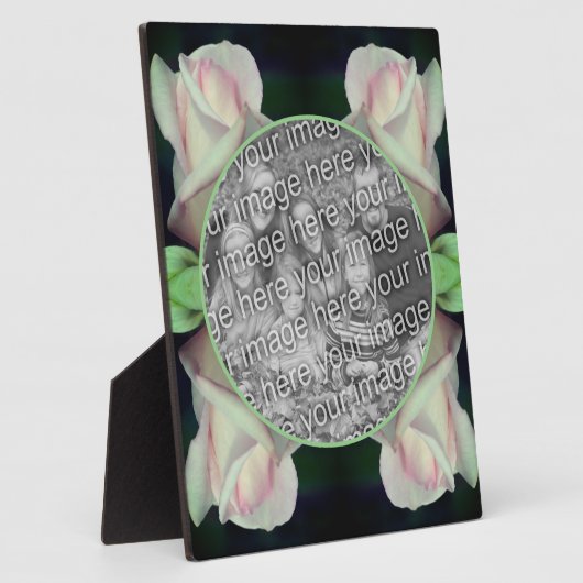 ピンクのローズブドフラワー自分の写真を追加 フォトプラーク (側面)