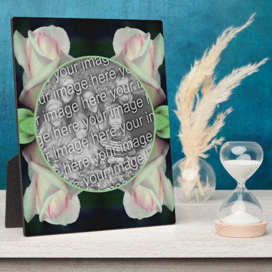 ピンクのローズブドフラワー自分の写真を追加 フォトプラーク (側面)