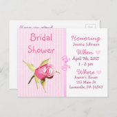 ピンクのローズブライダルシャワー招待 インビテーションポストカード (正面/裏面)