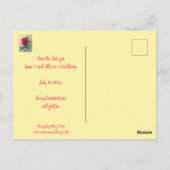 ピンクのローズブルーリボン日付はがきを保存 ポストカード (裏面)