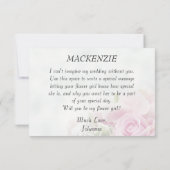 ピンクのローズブーケフラワーガールプロポーズカード 出欠カード (裏面)