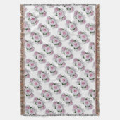 ピンクのローズブーケ スローブランケット (正面縦)