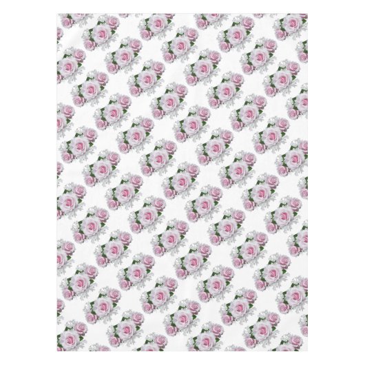 ピンクのローズブーケ テーブルクロス (正面)