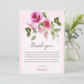 ピンクのローズベビーシャワー サンキューカード (スタンド正面)