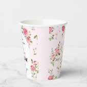 ピンクのローズベビーシャワー 紙コップ (左)