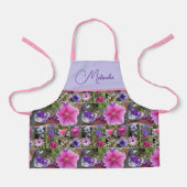 ピンクのローズペヌアデイジーフラワーズガールズエプロン エプロン (正面)