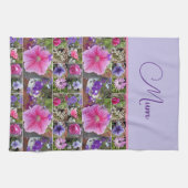 ピンクのローズペヌアデイジー花フローラ母の日 キッチンタオル (横)