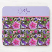 ピンクのローズペヌアデイジー花フローラ母の日 マウスパッド (正面)