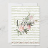 ピンクのローズホワイトアジサイストライプのグリ結婚ーズ 招待状 (裏面)