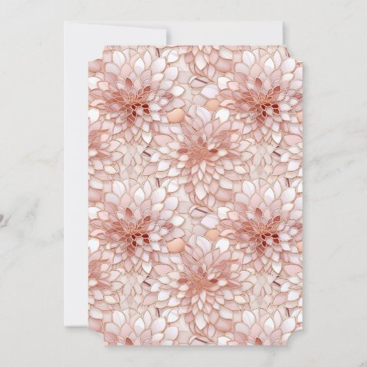 ピンクのローズホワイト花びら花 招待状 (裏面)